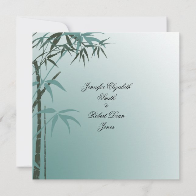 Invitación de bambú natural de la boda de la (Anverso)