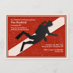 Invitación de Bandera de Buzo con Equipo de Respir