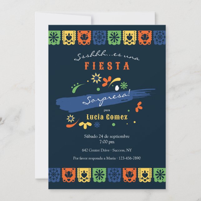 Invitación de Banderas de Fiesta Mexicana (Anverso)