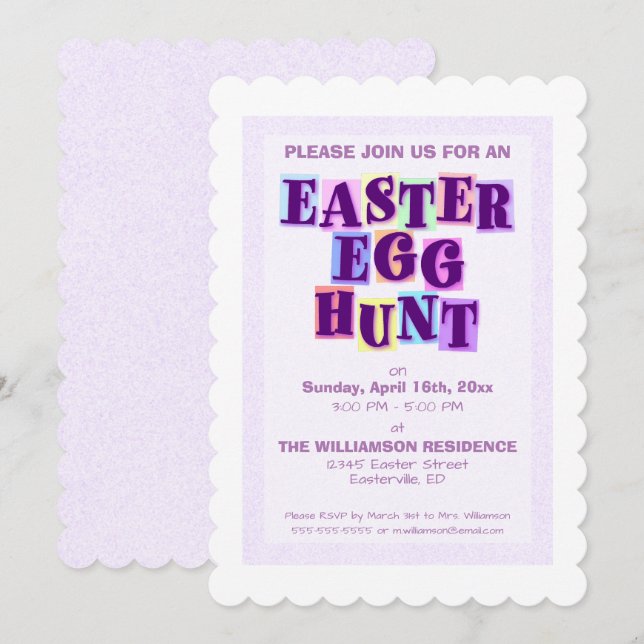 Invitación de banderín de búsqueda de huevos de Pa (Anverso / Reverso)