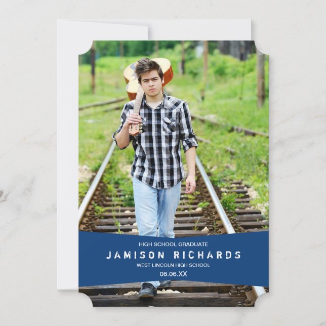 Invitación de Banner Grad moderna / Azul real (Anverso)