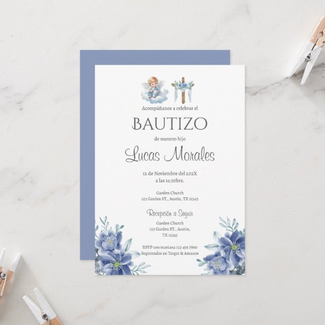 Invitación de Baptism Boy (Anverso/Reverso In Situ)