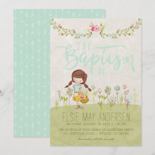 INVITACIÓN DE BAPTISMO DE LDS   Bonito Cute Chica 