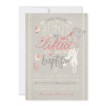 INVITACIÓN DE BAPTISMO DE LDS| Chica floral Bunny