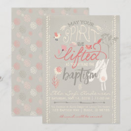 INVITACIÓN DE BAPTISMO DE LDS| Chica floral Bunny