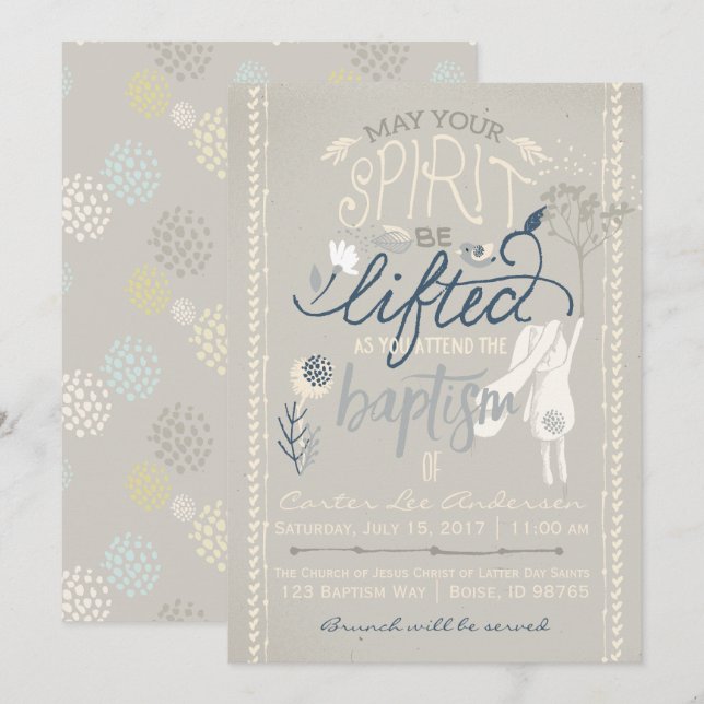 INVITACIÓN DE BAPTISMO DE LDS | Colección de conej (Anverso / Reverso)