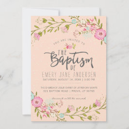 INVITACIÓN DE BAPTISMO DE LDS | Elegante Chica flo