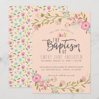 INVITACIÓN DE BAPTISMO DE LDS | Elegante Chica flo