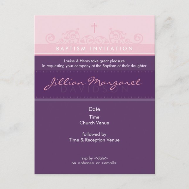 INVITACIÓN DE BAPTISMO :: elegante 2 (Anverso)
