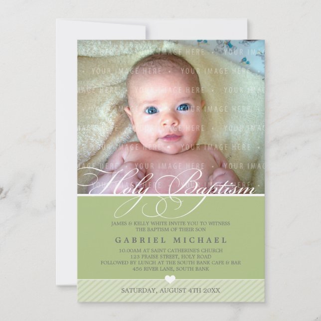 INVITACIÓN DE BAPTISMO FOTOGRÁFICO :: encantador t (Anverso)