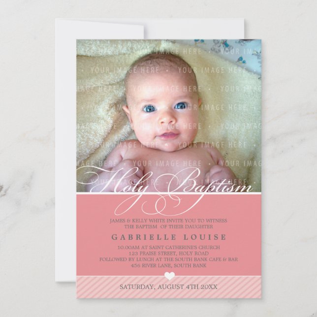 INVITACIÓN DE BAPTISMO FOTOGRÁFICO :: encantador t (Anverso)