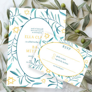 Invitación de Bar Bat Mitzvah Estelar Botánico Acu