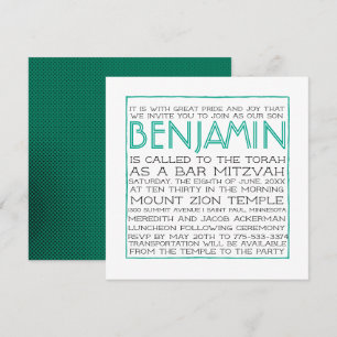 Invitación de Bar Mitzvah - 2018 Pantone Arcadia