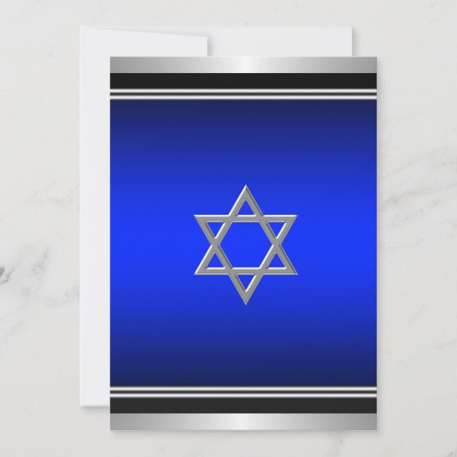 Invitación de Bar Mitzvah azul de la Marina Real (Anverso)