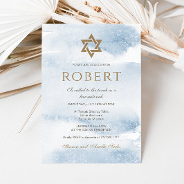 Invitación de Bar Mitzvah con Acuarela Azul | Estr