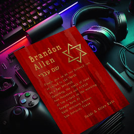 Invitación de Bar Mitzvah con Rayas Rojas