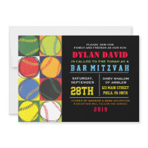 Invitación de Bar Mitzvah con temas de béisbol Ret