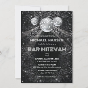 Invitación de Bar Mitzvah de baile de discoteca Fi