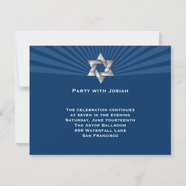 Invitación de Bar Mitzvah de Josiah Silver Estrell (Anverso)