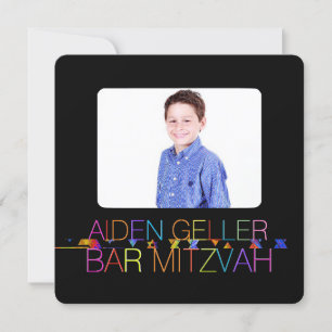Invitación de bar mitzvah de PixDezines neón/tipog