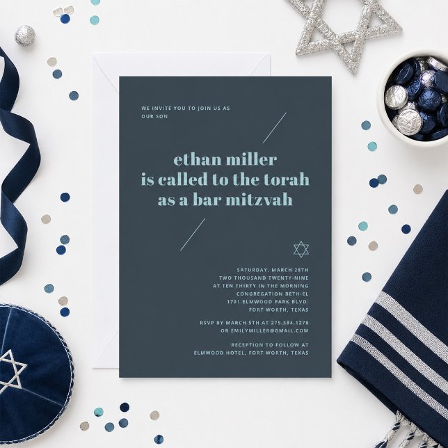 Invitación de Bar Mitzvah Moderna Minimalista (Subido por el creador)