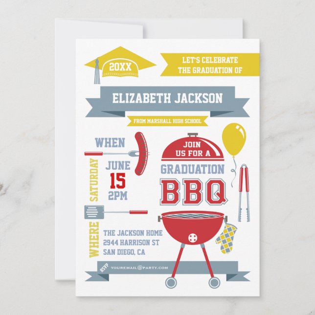 Invitación de barbacoa con gradación moderna (Anverso)
