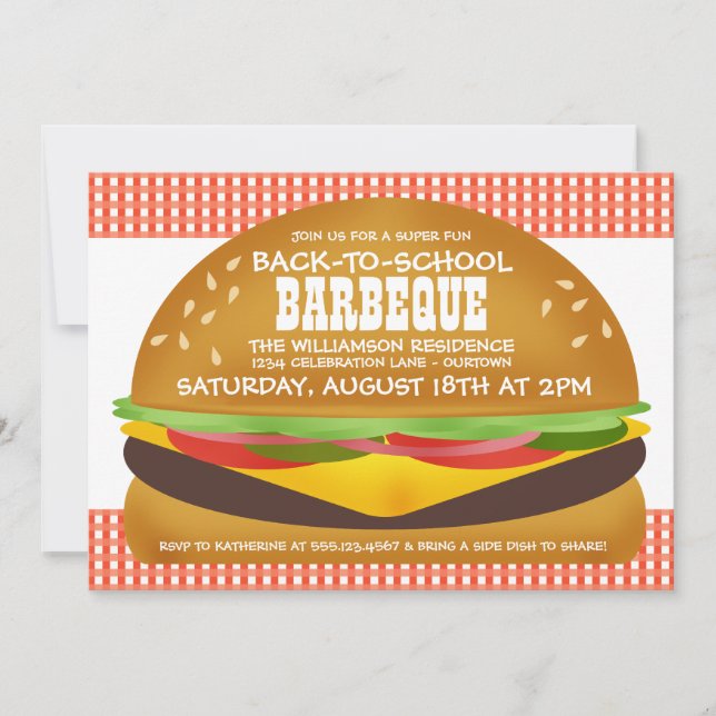 Invitación de Barbacoa de Hamburguesa con Queso pa (Anverso)