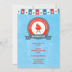 Invitación de Barbacoa de Reunión Familiar Rojo Bl