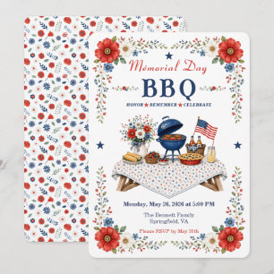 Invitación de barbacoa del Día de los Caídos en ve