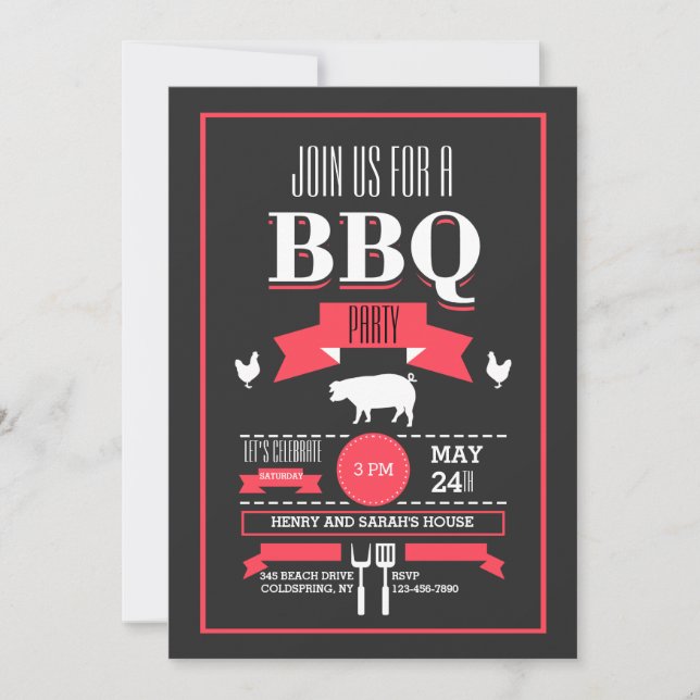 Invitación de Barbacoa Moderna (Anverso)