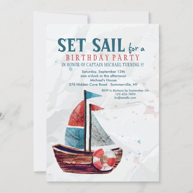 Invitación de Barco Acuarela (Anverso)