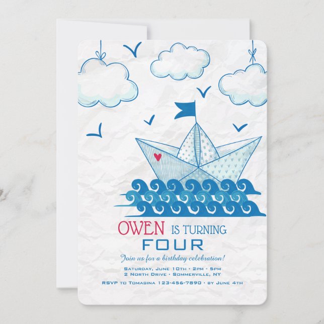 Invitación de Barco de Papel (Anverso)