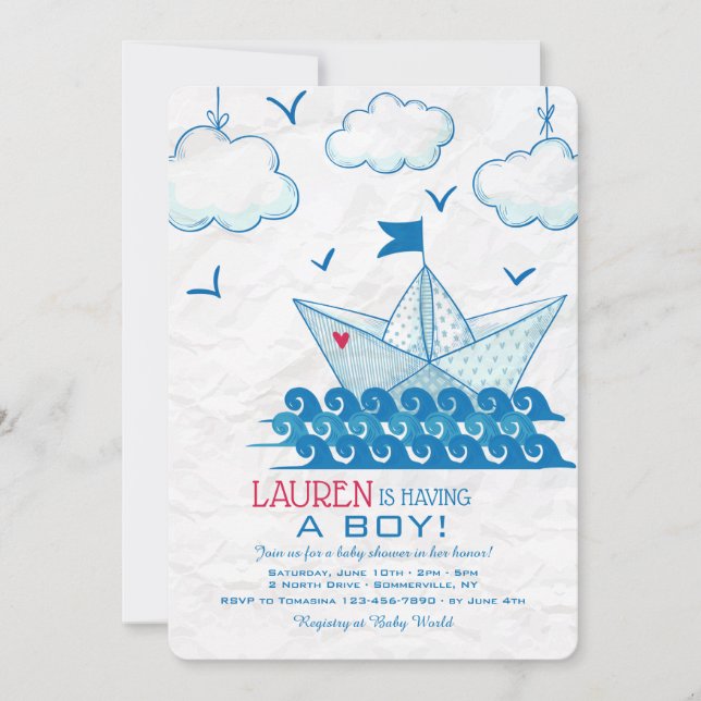 Invitación de Barco de Papel (Anverso)