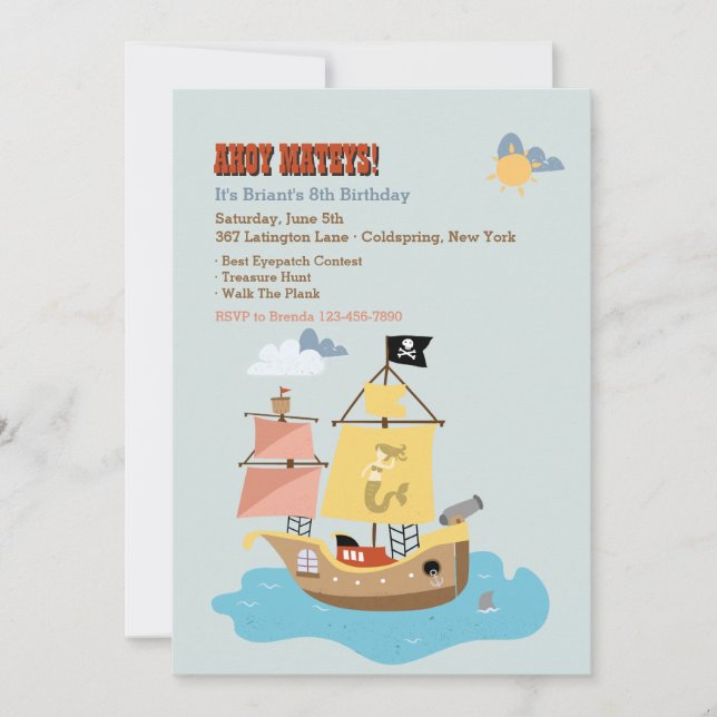 Invitación de Barco Pirata (Anverso)
