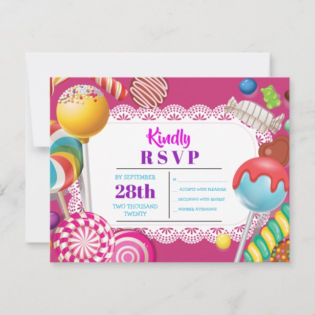 Invitación de Bat Mitzvah a la tienda de dulces RS (Anverso)