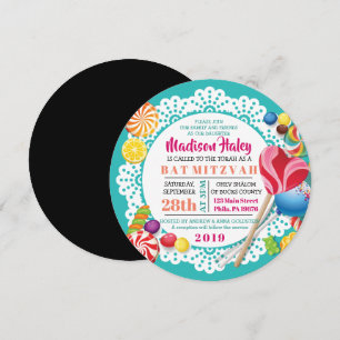 Invitación de Bat Mitzvah CANDY STORE ROUND