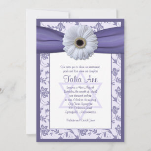 Invitación de Bat Mitzvah con Damasco con Floral B