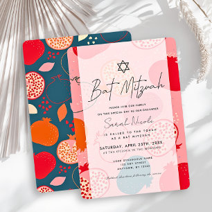 Invitación de Bat Mitzvah con Patrón de Granada Ro