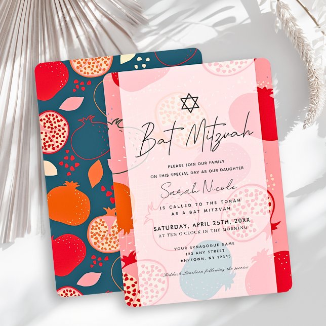 Invitación de Bat Mitzvah con Patrón de Granada Ro (Subido por el creador)