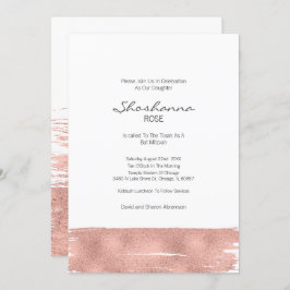 Invitación de Bat Mitzvah con pincel de oro Rosa