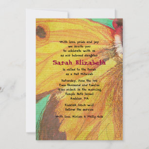 INVITACIÓN DE BAT MITZVAH DE MARIPOSA AMARILLA VIN