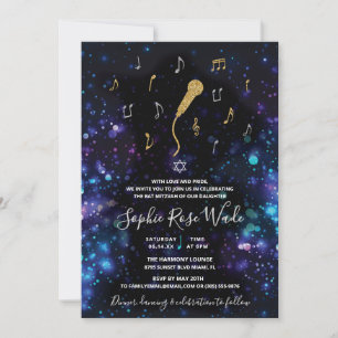Invitación de Bat Mitzvah de música con micrófono