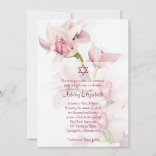 Invitación de Bat Mitzvah de Orquídea Rosa