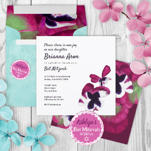 Invitación de Bat Mitzvah de Violet, Plum Purple P
