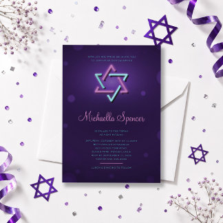 Invitación de Bat Mitzvah Estrella de David Brilla