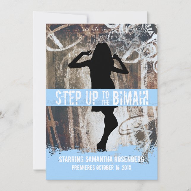 Invitación de Bat Mitzvah Fiesta de Baile en A3D5F (Anverso)
