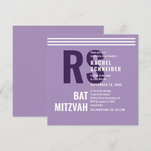 Invitación de Bat Mitzvah Monograma Moderno