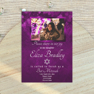 Invitación de Bat Mitzvah Morado Real Brillante