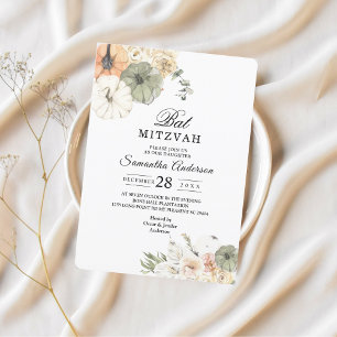 Invitación de Bat Mitzvah Otoño Elegante   Acuarel