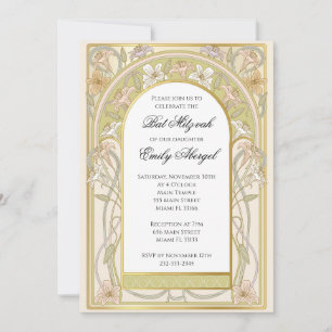 Invitación de Bat mitzvah retro floral vintage